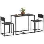 Ensemble table et chaises - homcom - table à manger 3 pièces avec 2 chaises encastrables pour cuisine ... Ensemble table et chaises - homcom - table à manger 3 pièces avec 2 chaises encastrables pour cuisine ...