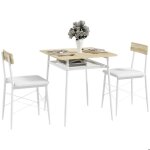 Ensemble table et chaises - homcom - structure en acier - avec 2 chaises encastrables - pour cuisine ...