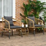 Ensemble table et chaise de jardin ensemble salon rotin 3 pices table basse + 2 chaises bistrot avec ...