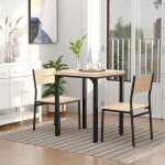 Ensemble table et chaises table  manger 3 pices pour 2 personnes avec chaises encastrables chne clair ...