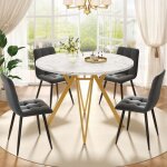 Ensemble table et chaises salle � manger 100 cm design moderne table � manger plateau laqu� marbre chaises ...