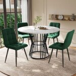Ensemble table et chaises salle � manger 100 cm plateau laqu� table de cuisine chaises rembourr�es structure ...