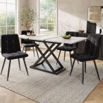 Ensemble table et chaises salle � manger 120x80 extensible 4 places table � manger chaises velours confortable ...