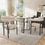 Ensemble table et chaises - non spécifié - rectangulaire - 4 places - velours beige - métal noir Ensemble table et chaises - non spécifié - rectangulaire - 4 places - velours beige - métal noir