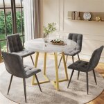Ensemble table et chaises de salle  manger table ronde en marbre pieds en mtal dor 4 chaises en velours ...