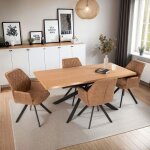 Ensemble table extensible 180 - 240 cm + 4 fauteuils camel - venter