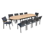 Ensemble table extensible 220 / 280 cm et 10 chaises de jardin - oviala