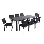 Ensemble table extensible et 8 chaises de jardin en aluminium gris - oviala Ensemble table extensible et 8 chaises de jardin en aluminium gris - oviala