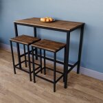 Ensemble table haute et tabourets 2 places roslyn mtal et bois cuisine salle  manger bois fonc