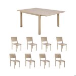 Ensemble table de jardin carr�e 120 / 180cm + 8 chaises cr�me