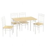 Ensemble table � manger 109x 69x 75 cm et 4 chaises - h�tre clair et blanc - style industriel pour cuisine ...