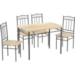 Ensemble table  manger 109x 69x 75 cm et 4 chaises - htre clair et noir - style industriel pour cuisine ...