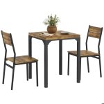 Ensemble table  manger avec 2 chaises encastrables - homcom - pour cuisine salon maison - rustique