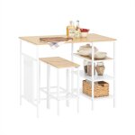 Sobuy ensemble table haute mange - debout et 2 tabourets avec 3 tagres latrales pour cuisine salle ...