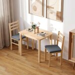 Ensemble table � manger 3 pi�ces compact avec 2 chaises rembourr�es gain de place mdf et bois naturel ...