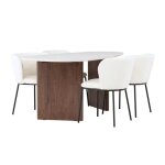 Ensemble table � manger & 4 chaises gronvik & edina 180cm gris clair & blanc
