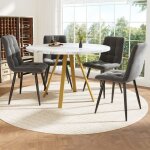 Ensemble table à manger 5 pièces - table ronde 80 cm plateau marbre et 4 chaises velours gris - pieds ... Ensemble table à manger 5 pièces - table ronde 80 cm plateau marbre et 4 chaises velours gris - pieds ...
