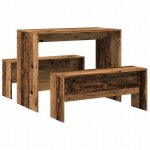Ensemble table � manger et bancs - vidaxl - 3 pi�ces - bois ding�nierie - 97x47x75 cm - 92x235x40 cm ...
