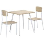 Ensemble table � manger carr�e 3 pi�ces homcom avec 2 chaises cuisine salle � manger plateau mdf ch�ssis ...