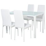 Ensemble table � manger et chaises - homcom - pour 4 personnes - plateau rectangulaire en verre - pour ...