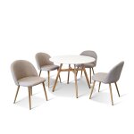 Ensemble table  manger ronde et 4 chaises scandinaves blanche en bois - umbriarossi