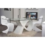 Ensemble table de repas - giovanni marchesi - alpha - 6 chaises popart - verre tremp� - mdf blanc