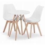 Ensemble table ronde blanche todi 60cm + 2 chaises blanches mark