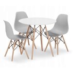 Ensemble table ronde blanche todi 80cm + 3 chaises grises osaka Ensemble table ronde blanche todi 80cm + 3 chaises grises osaka