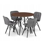 Ensemble table ronde en fr�ne todi 80 + 4 chaises grises lago
