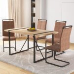 Ensemble table de salle À manger(5pcs) - table de luxe avec 4 chaises - dossier en similicuir pu - marron ... Ensemble table de salle À manger(5pcs) - table de luxe avec 4 chaises - dossier en similicuir pu - marron ...