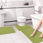 Ensemble de tapis de salle de bain 3 pices mousse  mmoire de forme absorption deau antidrapant vert ...