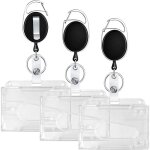 Ensemble de trois porte - cartes r�tractables avec cordon noir