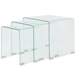 Ensemble de tables gigognes - dec031276 - verre trempé - 3 pièces - design contemporain - transparent ... Ensemble de tables gigognes - dec031276 - verre trempé - 3 pièces - design contemporain - transparent ...