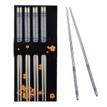 Ensemble de vaisselle de 5 paires de baguettes chinoises antidérapantes en acier inoxydable à motif de ... Ensemble de vaisselle de 5 paires de baguettes chinoises antidérapantes en acier inoxydable à motif de ...