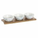 Ensemble vaisselle - dkd home decor - acacia - porcelaine - blanc / bleu marine - pour adultes