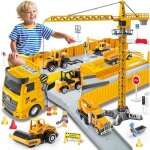 Ensemble de v�hicules de chantier - jouets de construction pour gar�ons 3 - 7 ans - camion grue pelleteuse ...