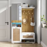 Ensemble vestiaire dentre 110x38x190cm - avec 3 ports et miroir - 5 patres + meuble  chaussures - ...