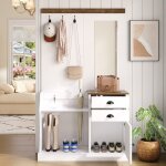 Ensemble vestiaire dentr�e - modernluxe - 110. 5x38x191cm - miroir int�gr� et crochets - 2 tiroirs et ...