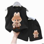 Ensemble vitata labubu pour enfant ? adorable dbardeur + short ? idal pour le printemps et lt ? noir ...