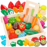 Ensemble xxl en bois fruits & lgumes  dcouper ? jeu magntique ducatif pour enfants avec accessoires ...