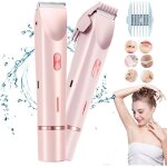 pilateur 2 en 1 pour femme rechargeable et accessoires pour peaux sches et humides (rose)