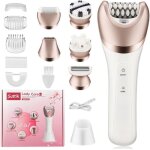 Epilateur electrique femme 6 en 1 pour pilation humide et sche avec pilateur rasoir exfoliant brosse ...