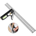 Équerre combinée outils de menuiserie carrée en acier inoxydable de 12 / 300 mm règle de 45 / 90 degrés ... Équerre combinée outils de menuiserie carrée en acier inoxydable de 12 / 300 mm règle de 45 / 90 degrés ...