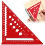 Equerre menuisier 180mm equerre charpentier 45 90 degres rapporteur dangle menuisier (rouge)