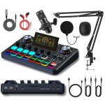 Équipement de diffusion en direct de podcast de jeu 48 v carte son en direct mixeur audio avec microphone ... Équipement de diffusion en direct de podcast de jeu 48 v carte son en direct mixeur audio avec microphone ...