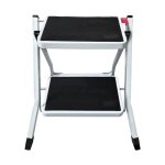 Escabeau � 2 marches marche - pieds pliable caoutchouc antid�rapant avec poign�e charge 150 kg en acier ...