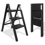 Escabeau 3 marches marche pied pliante �chelles pliable antid�rapants 3 - level max 150kg acier robust ...