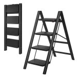 Escabeau 4 marches 3 en 1 - echelle pliable - en acier - 150 kg - noir