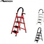 Escabeau 4 marches - mengda - pliant marchepied - escabeau de m�nage - charge maximale 150 kg - acier ...