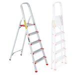 Escabeau avec 5 marches bm tools bmt - esc5 - alu - haut. de travail : 99 cm - prend peu de place et ...